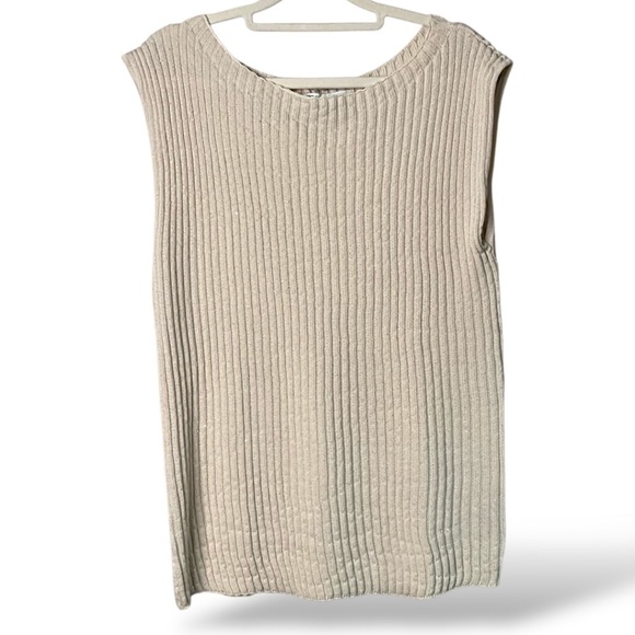 ZARA Viscose Polyester Blend Rib Knit Sleeveless Tank All Over Sparkle Sequins - Picture 1 of 8